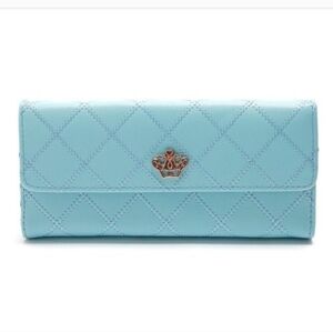 Light Blue Faux Leather Quilted  Long Wallet NWOT